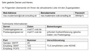 Ausschnitt Beispiel Zugangsdaten E-Mail-Konto