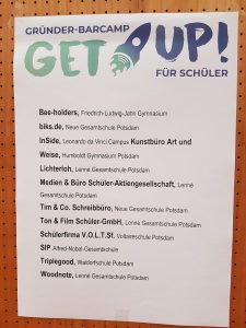 Gründer-Barcamp für Schüler - Liste der Schülerfirmen