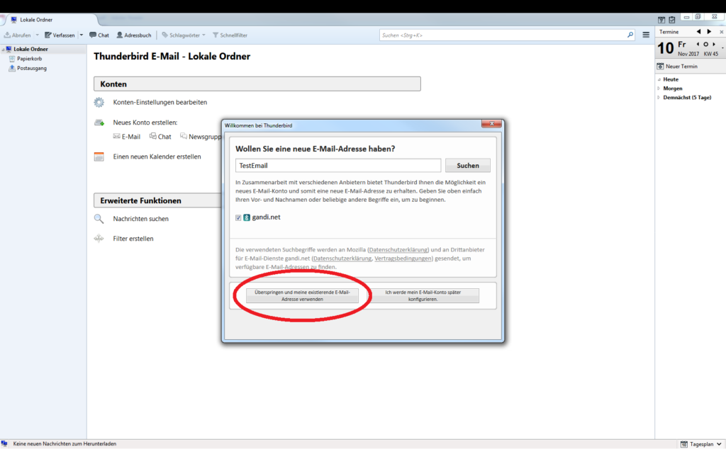 E-Mail-Konto einrichten - Thunderbird - Schritt 3