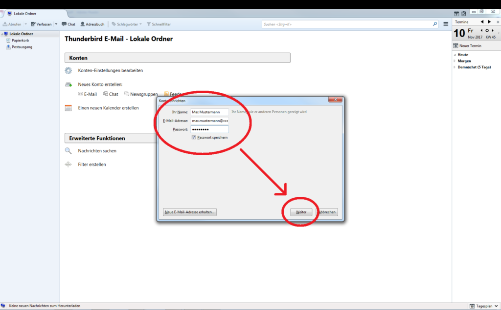 E-Mail-Konto einrichten - Thunderbird - Schritt 4